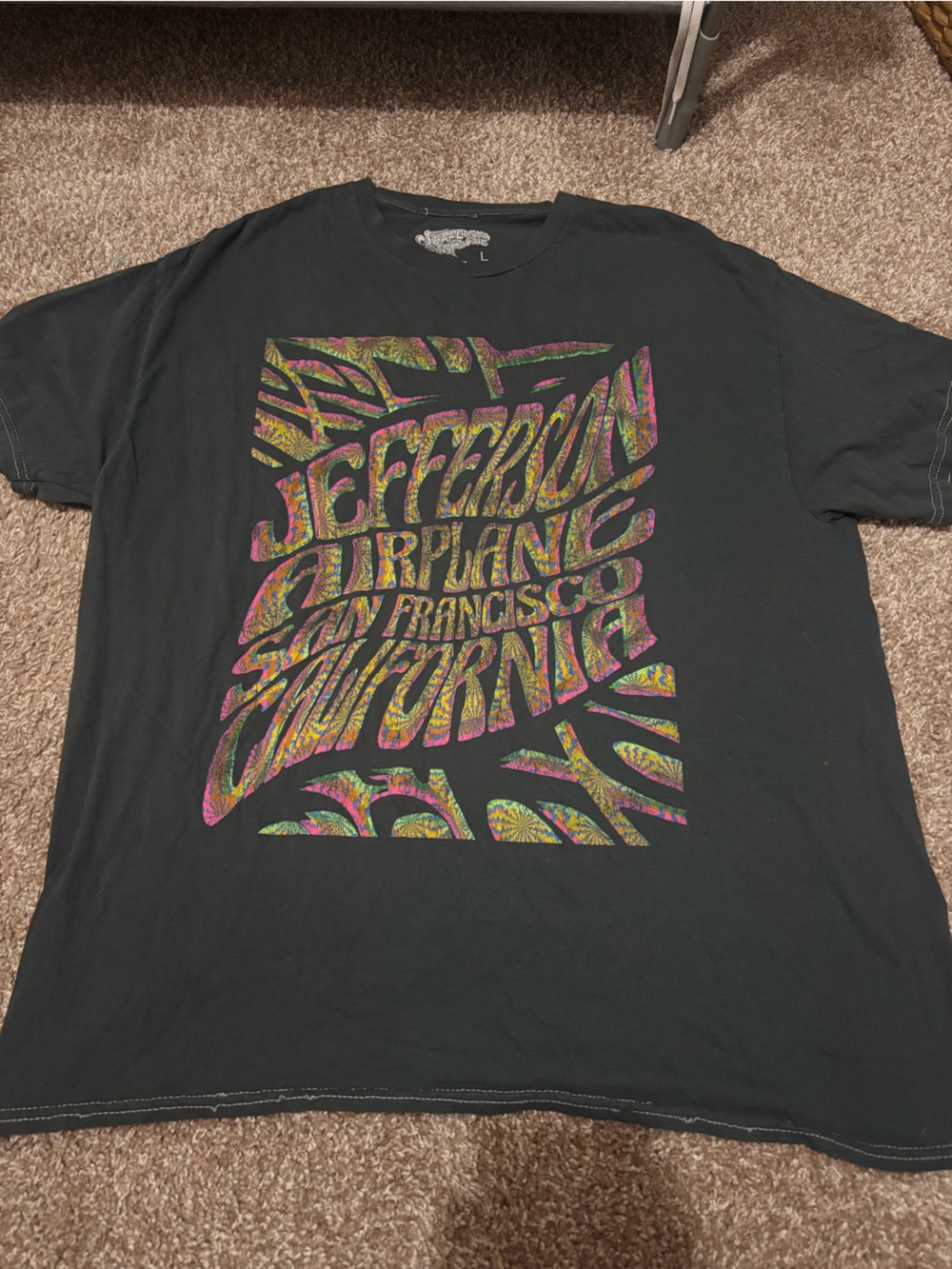 Buckle Black Short Sleeve Tee with Iridescent Multicolor Graphic